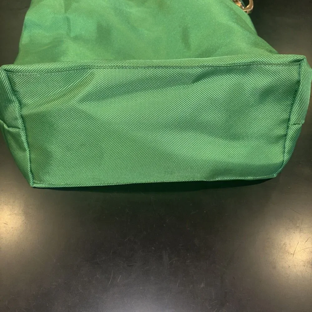 JPK Paris 75 Green Hobo Bucket Shoulder Tote Bag Women's Nylon Leather Strap